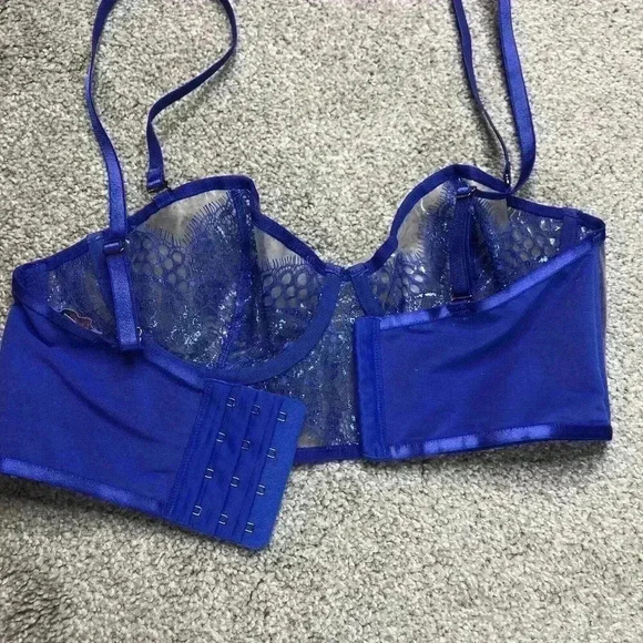Savage X Fenty Bra Small Blue Straps with Plastic Clear Cups Rhianna - Picture 6 of 7